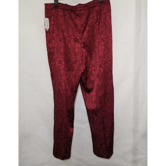 Vintage Womens Dress Pants Size 14 Burgundy Lightweight 90s Paisley Retro - Picture 4 of 12